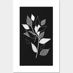 Leaves Pattern Black Posters and Art